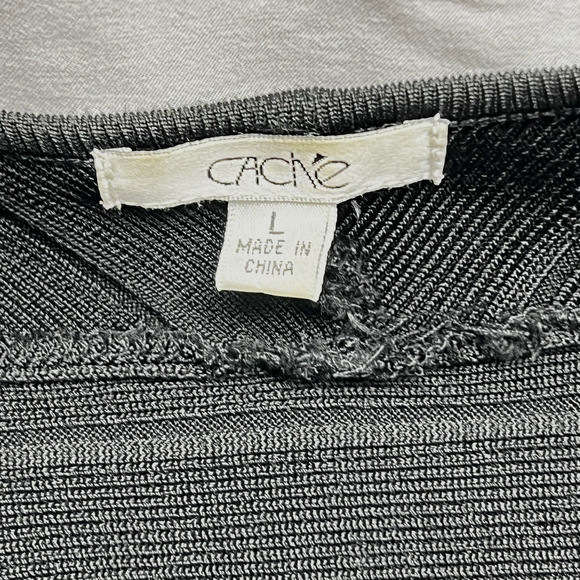 Cache Black Long Sleeve Zip Up Zip Down Sweetheart Neck Sweater Women's Large - Picture 6 of 11